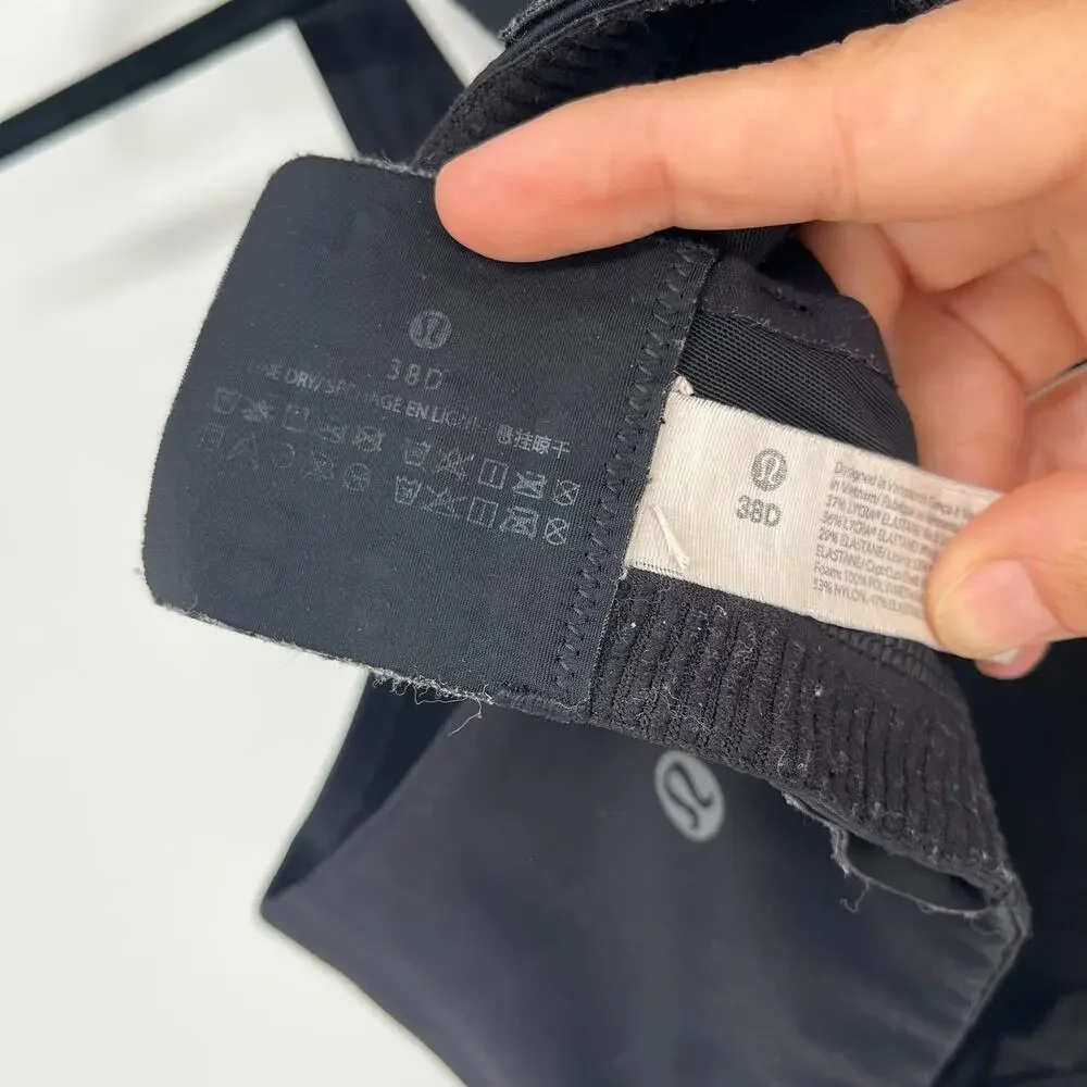 Lululemon AirSupport Bra High Support Run Black Asphalt Grey 38D
